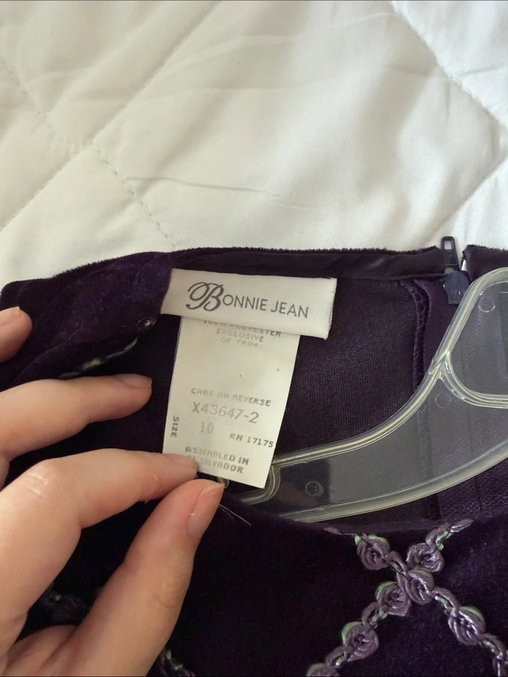 Bonnie Jean Purple Floral Waistline Party Dress